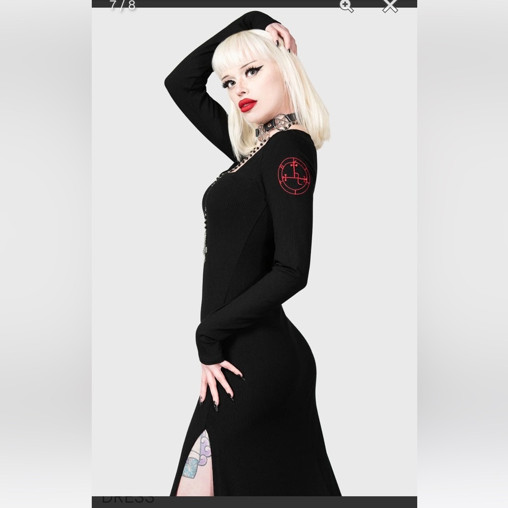 Lilith’s Rage stretch long sleeve dress ribbed 90s demonology ars Goetia gothic - Picture 7 of 7